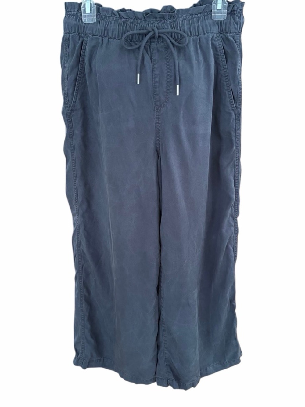 LOFT Breezy Paperbag Waist Drawstring
Cropped Pants, Faded Charcoal size Small. - Picture 2 of 5
